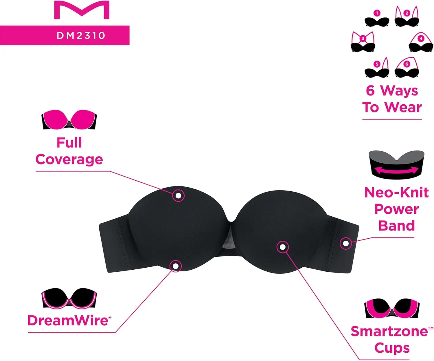 Maidenform Women's Dreamwire Strapless Multiway Underwire Bra