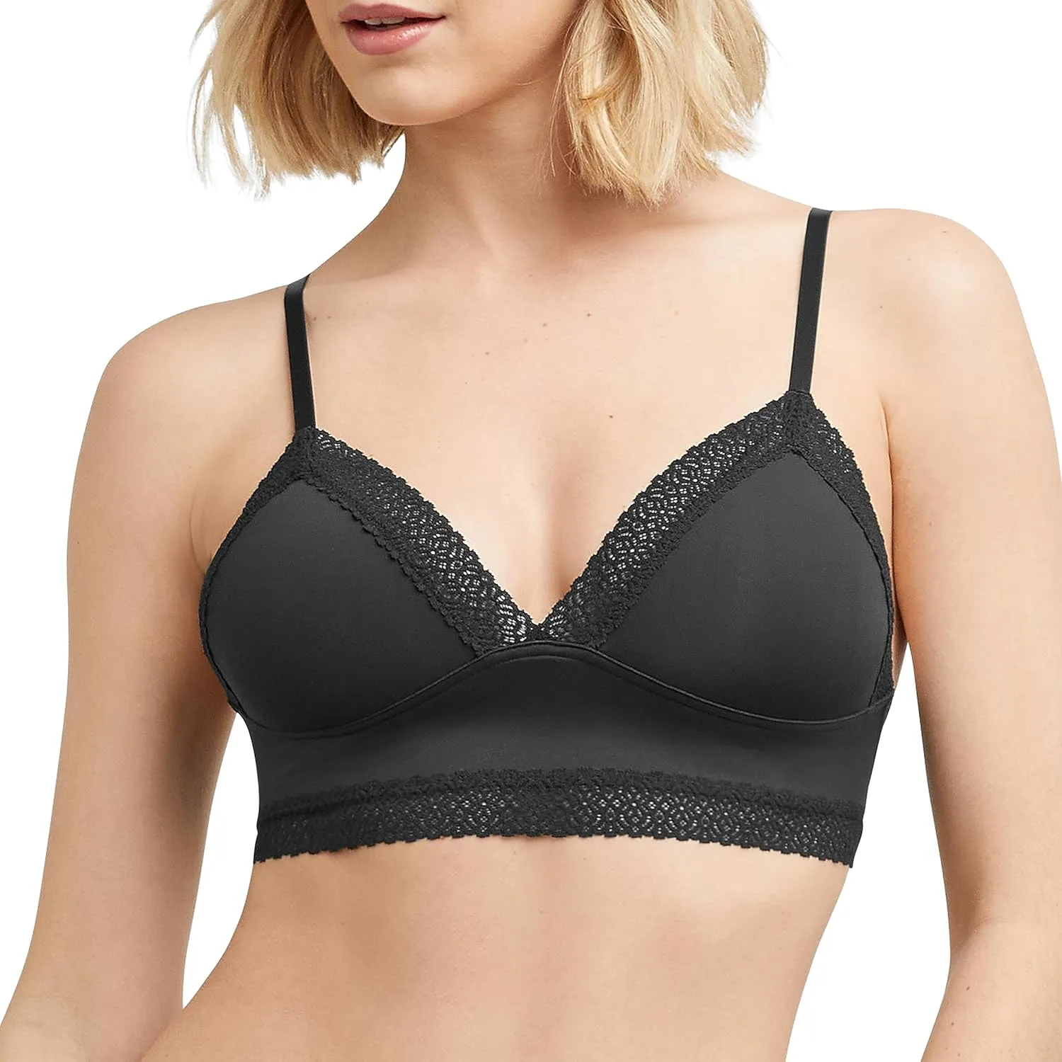 Maidenform Women's M Lace Trim Triangle Rib Bralette