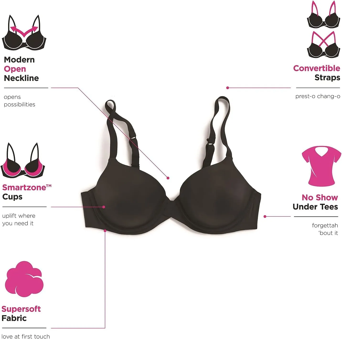 Maidenform Women's One Fab Fit Modern Demi Underwire T-Shirt Bra