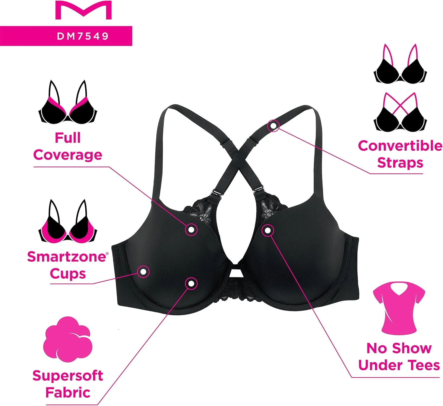 Maidenform Women's One Fab Fit Underwire Bra, Convertible Bra