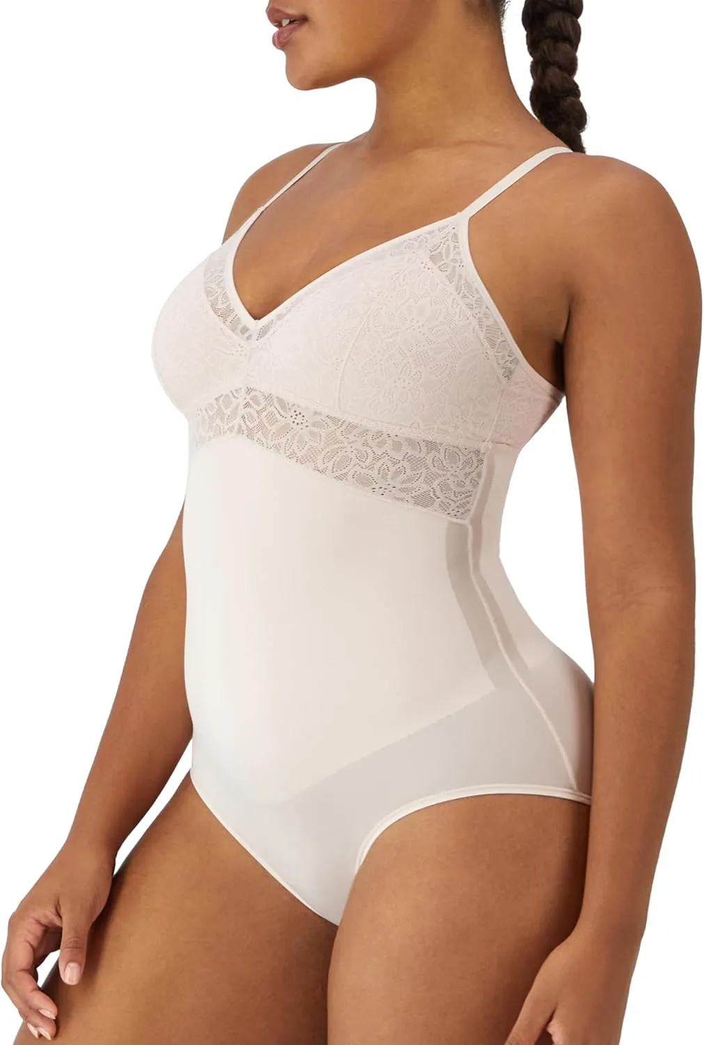Maidenform Women's Shapewear Tummy Control Lace Bodysuit, Built-in Wireless Bra Converts to Strapless, Wedding Shapewear