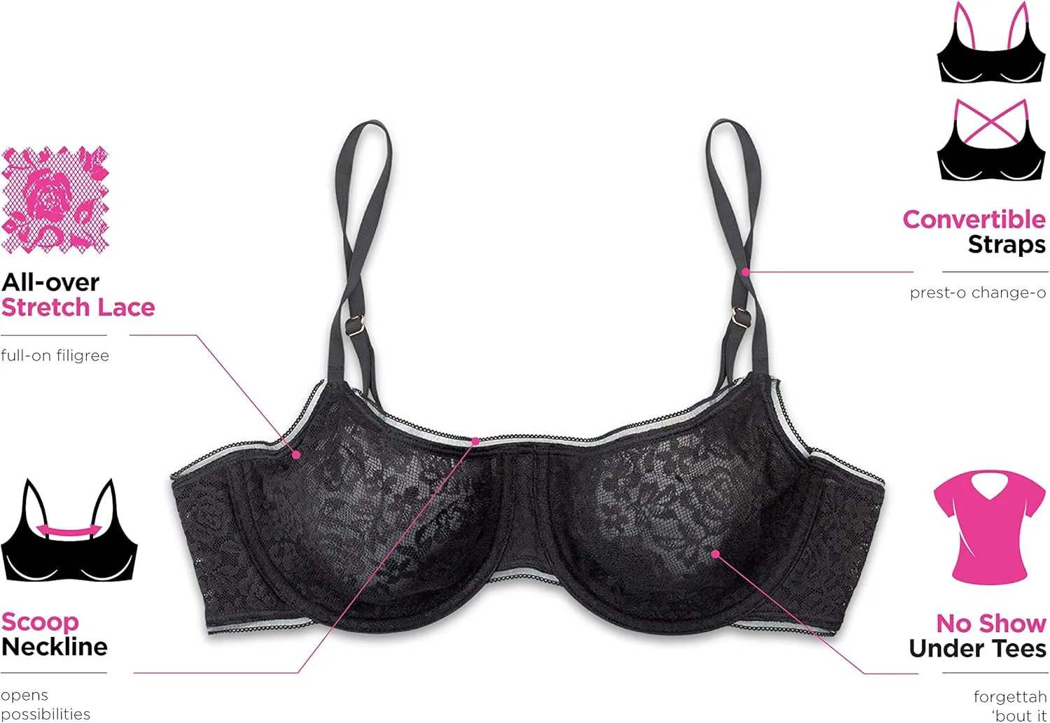 Maidenform Women's Stretch Lace Demi Underwire Bra
