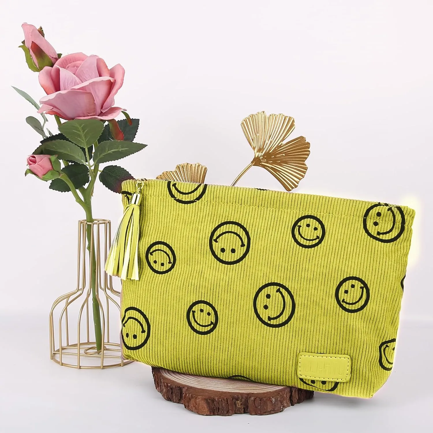 Makeup Bag Small Cosmetic Pouch: Cosmetic Bag for Purse - Cute Make up Bags with Tassel - Gifts for Teen Girl (03-Grass Green)