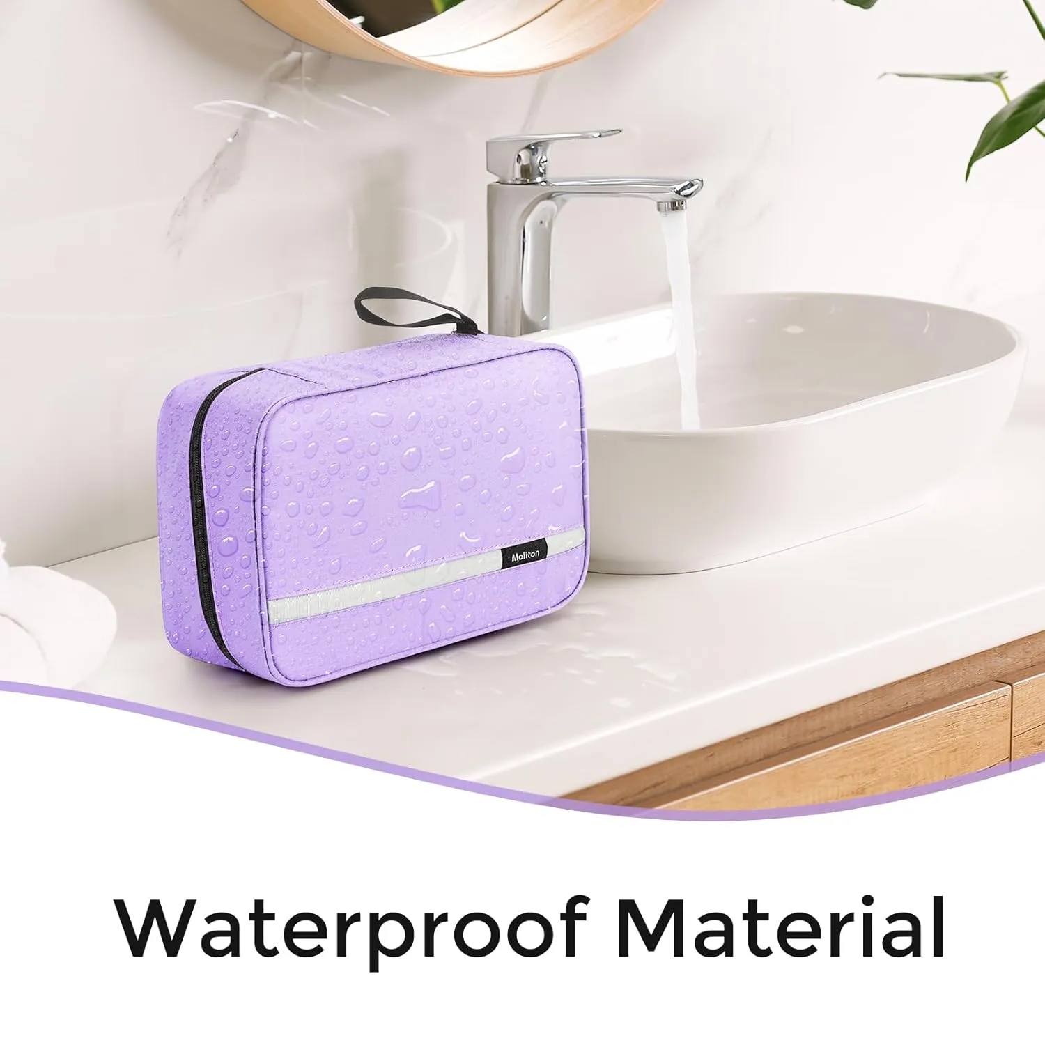 Maliton Travel Toiletry Bag for Women, Hanging Toiletry Bag with 4 Compartments, Portable and Waterproof Compact travel Bathroom Organizer,Ideal for Travel or Daily Life(Purple)