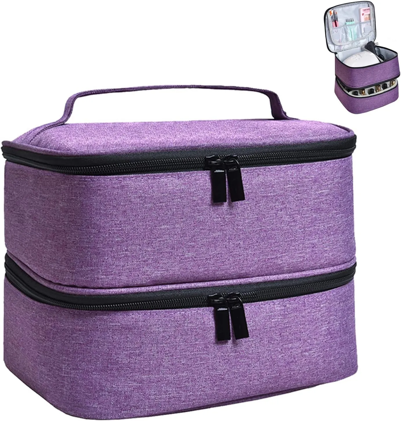 Manicure Tools Organiser Case, Detachable 2 Layers Nail Polish Nail Varnish Case Nail Varnish Storage Bag Nail Varnish Travel Carrying Case for Nail Polish Tools Kit (Empty Case) (Purple)