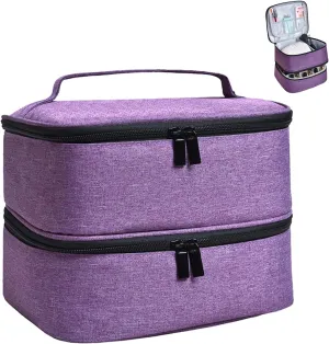 Manicure Tools Organiser Case, Detachable 2 Layers Nail Polish Nail Varnish Case Nail Varnish Storage Bag Nail Varnish Travel Carrying Case for Nail Polish Tools Kit (Empty Case) (Purple)