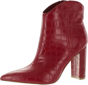 Marc Fisher Womens Lezari Faux Leather Ankle Boots Red 8 Medium (B,M)