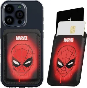 Marvel Spider-Man Magnetic Card Holder Wallet Magnetic Phone Wallet for iPhone 15/14/13/12 and Compatible with Magsafe Cases Spider-Man Stuff and Gifts for Fans. (Spidey Face)