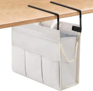 MASTLU Under Desk Hanging Storage Bag, Desk Organizer Storage, Office Side Storage Bag, Compatible with A4 Files, Detachable Handle Design, No Assembly Required, For Office Home School (Beige)