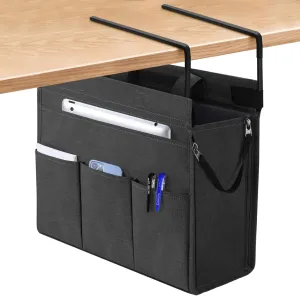 MASTLU Under Desk Hanging Storage Bag, Desk Organizer Storage, Office Side Storage Bag, Compatible with A4 Files, Detachable Handle Design, No Assembly Required, For Office Home School (Black)