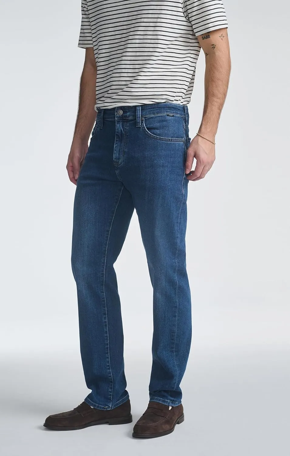 Mavi Men's Zach Mid Rise Straight Leg Jeans, Deep Brushed Williamsburg