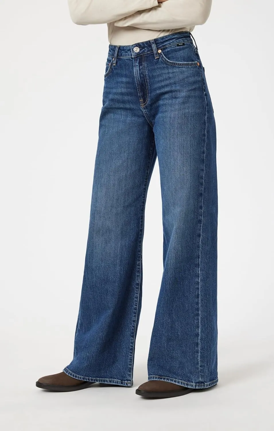 Mavi Women's Florida Mid Rise Wide Leg Jeans
