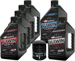 MaxHiflo VTTOCK12 Complete Engine Oil Change Kit for V-Twin Full Synthetic Harley Davidson Twin Cam, 6 quart