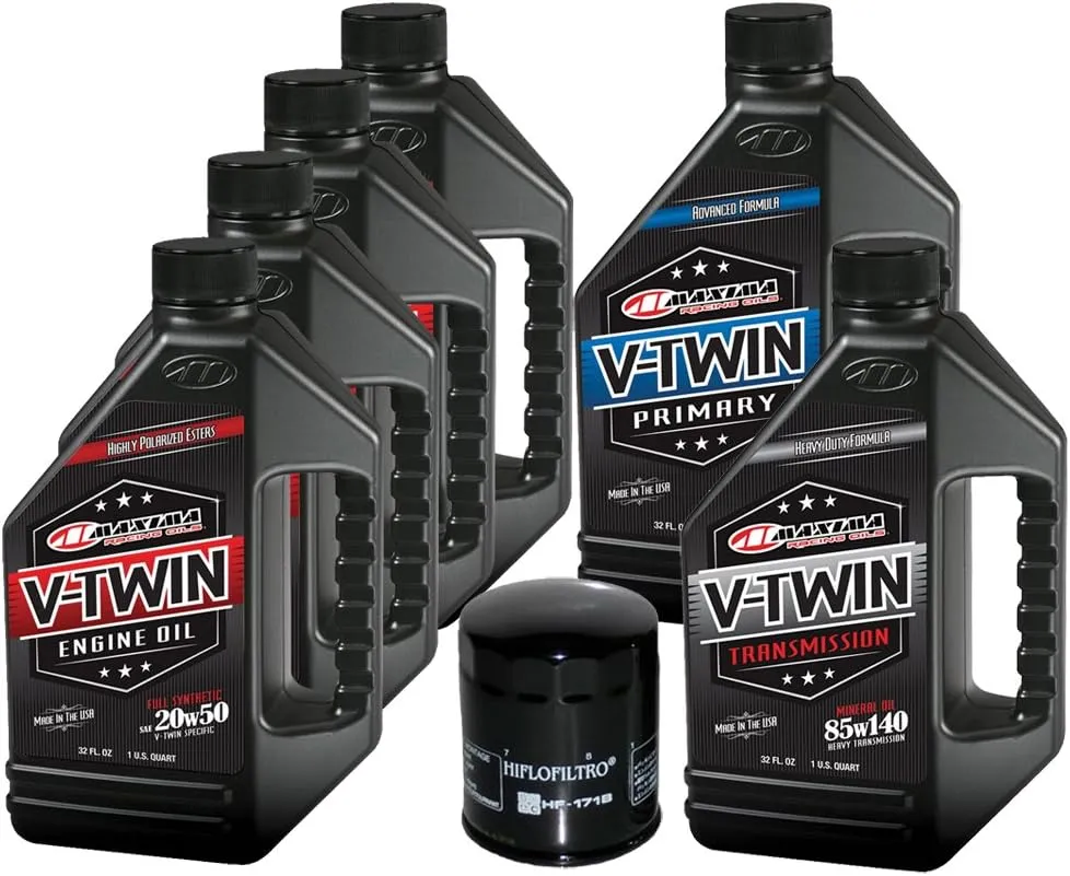 MaxHiflo VTTOCK12 Complete Engine Oil Change Kit for V-Twin Full Synthetic Harley Davidson Twin Cam, 6 quart