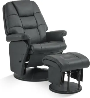 MCombo Swivel Glider Recliner with Ottoman, Reclining Chair with Adjustable Back, Faux Leather Upholstered Lounge Chair for Living Room Bedroom 4800 (Dark Grey)