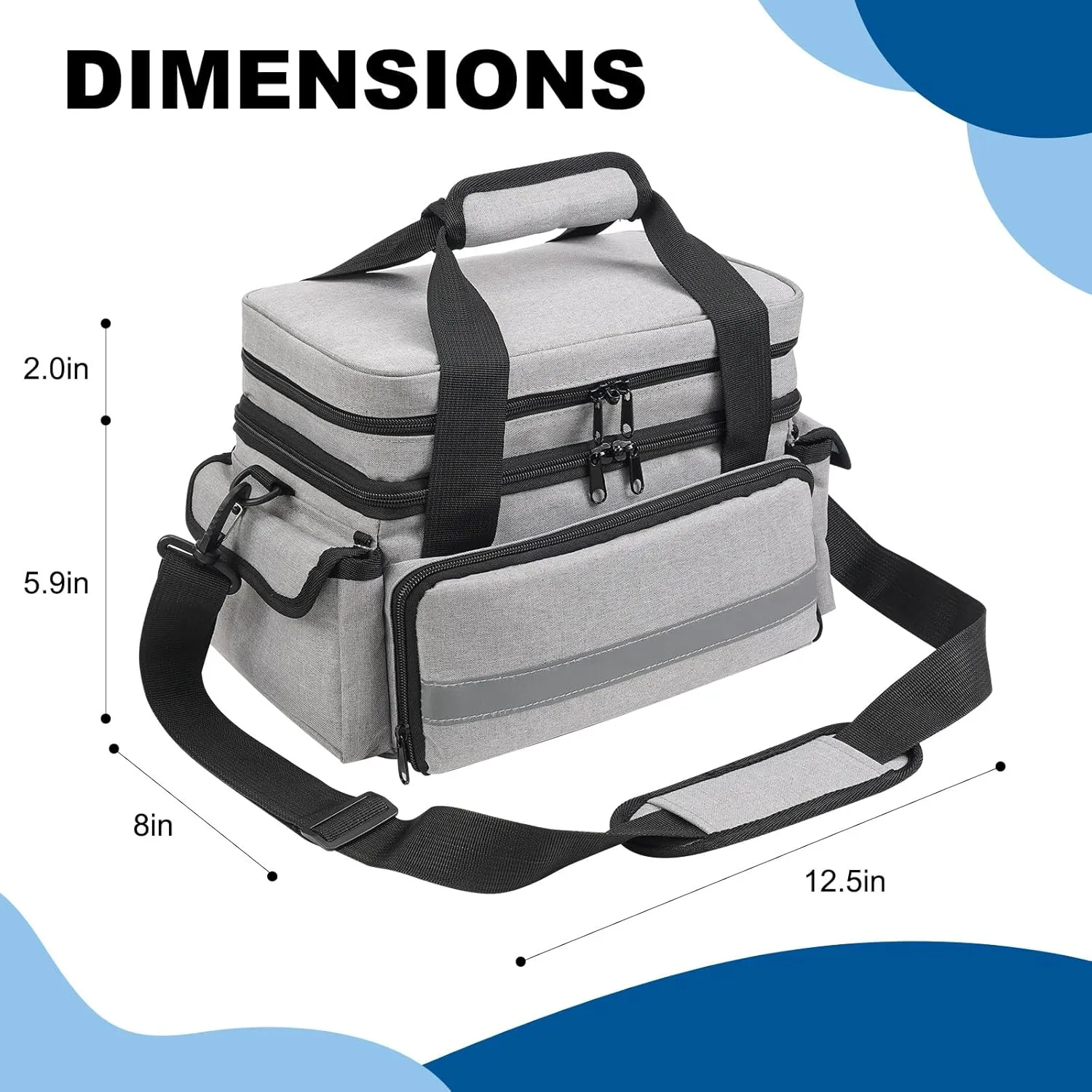 Medicine Organizer with Adjustable Divider, Double-Layer Medicine Bottle Organizer Storage, Portable Home Health First Aid Bag, Medicine Organizer Box for Emergency Medications (Bag Only)