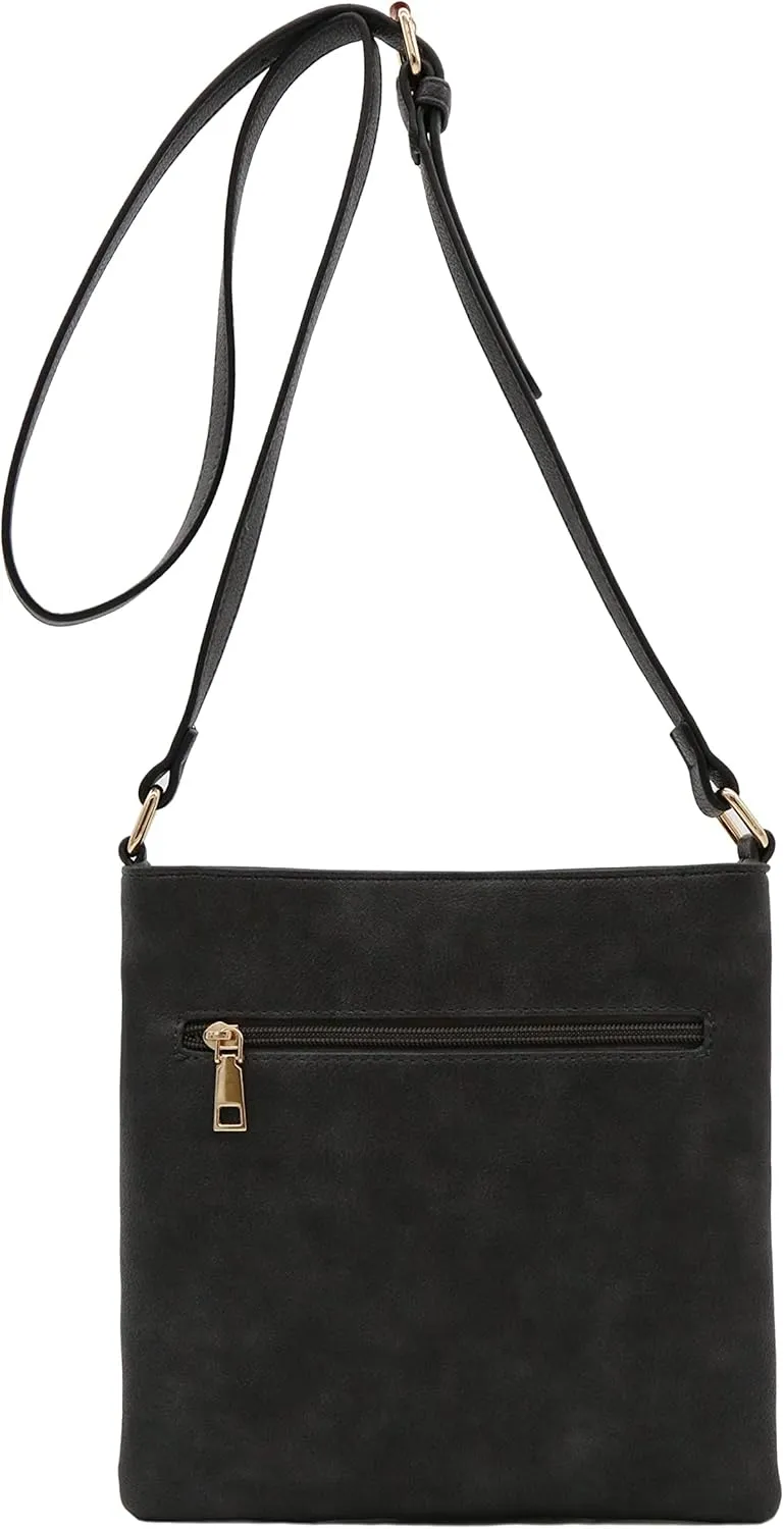 Medium Size Solid Modern Classic Crossbody Bag with Gold Plate