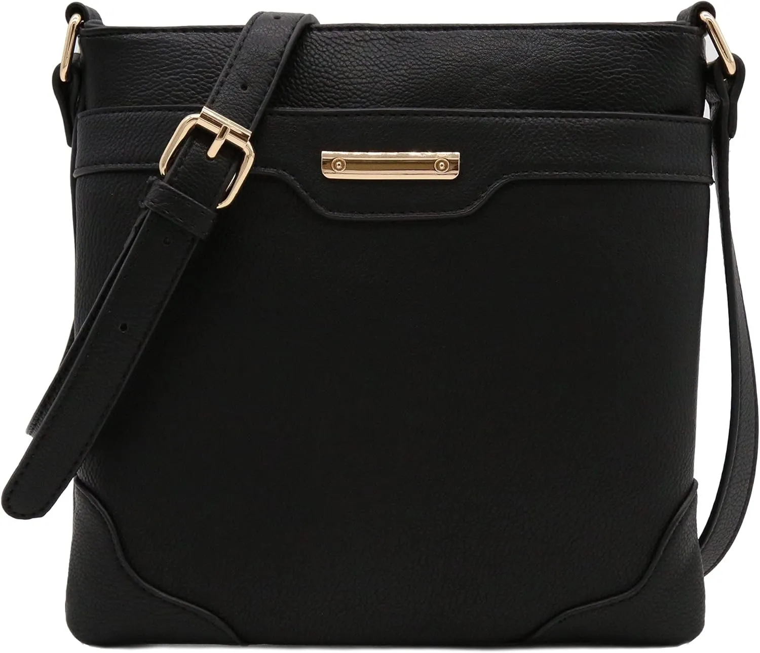 Medium Size Solid Modern Classic Crossbody Bag with Gold Plate