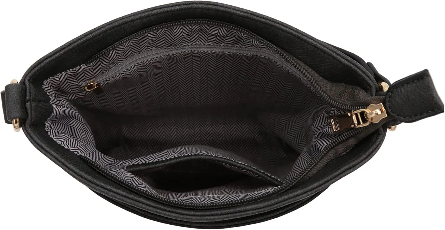 Medium Size Solid Modern Classic Crossbody Bag with Gold Plate