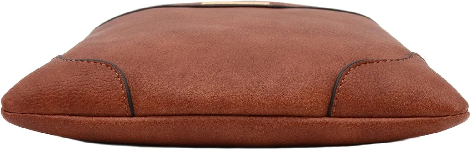 Medium Size Solid Modern Classic Crossbody Bag with Gold Plate