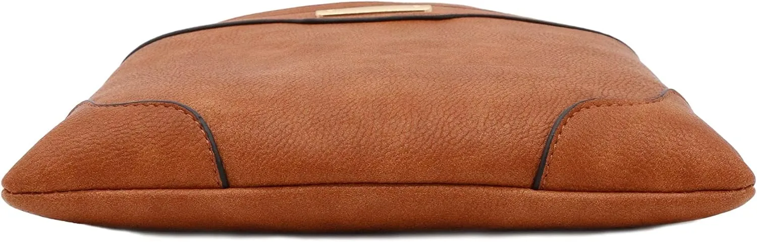 Medium Size Solid Modern Classic Crossbody Bag with Gold Plate