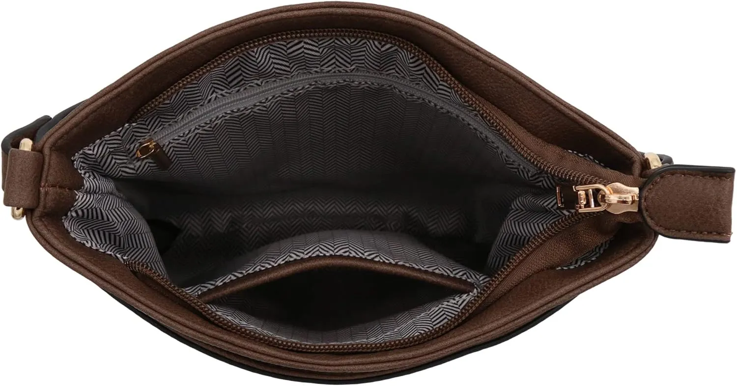 Medium Size Solid Modern Classic Crossbody Bag with Gold Plate