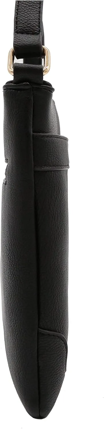 Medium Size Solid Modern Classic Crossbody Bag with Gold Plate