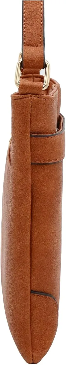 Medium Size Solid Modern Classic Crossbody Bag with Gold Plate