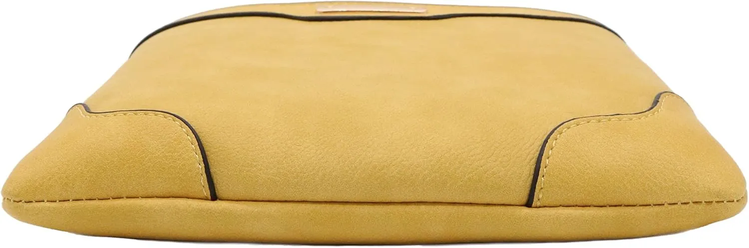 Medium Size Solid Modern Classic Crossbody Bag with Gold Plate
