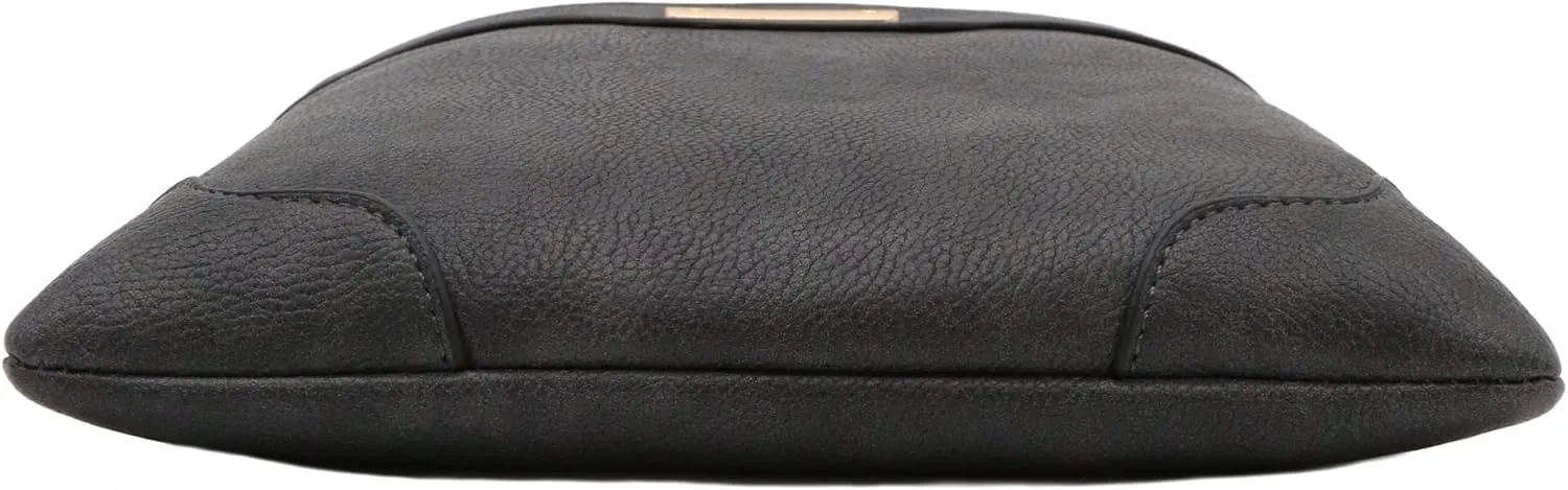 Medium Size Solid Modern Classic Crossbody Bag with Gold Plate