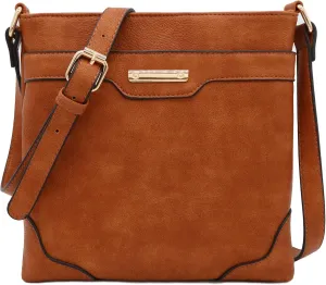 Medium Size Solid Modern Classic Crossbody Bag with Gold Plate