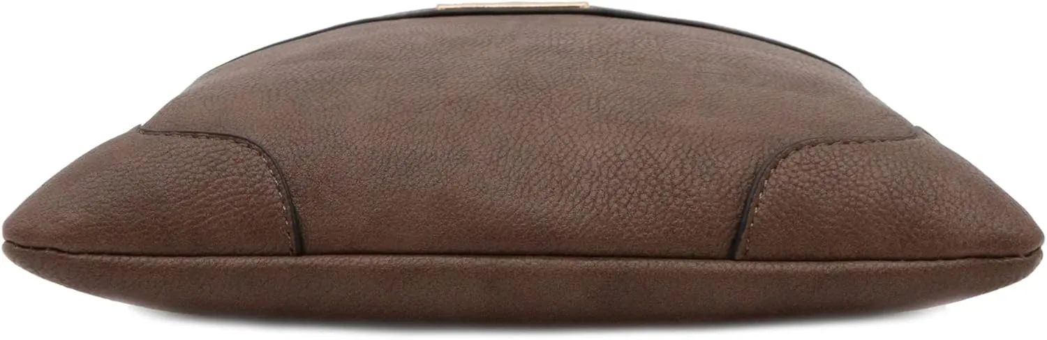 Medium Size Solid Modern Classic Crossbody Bag with Gold Plate