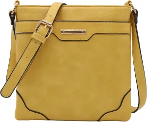Medium Size Solid Modern Classic Crossbody Bag with Gold Plate