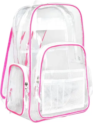 Meister All-Access Clear Backpack - Meets School & Event Security Bag Requirements - Pink/White