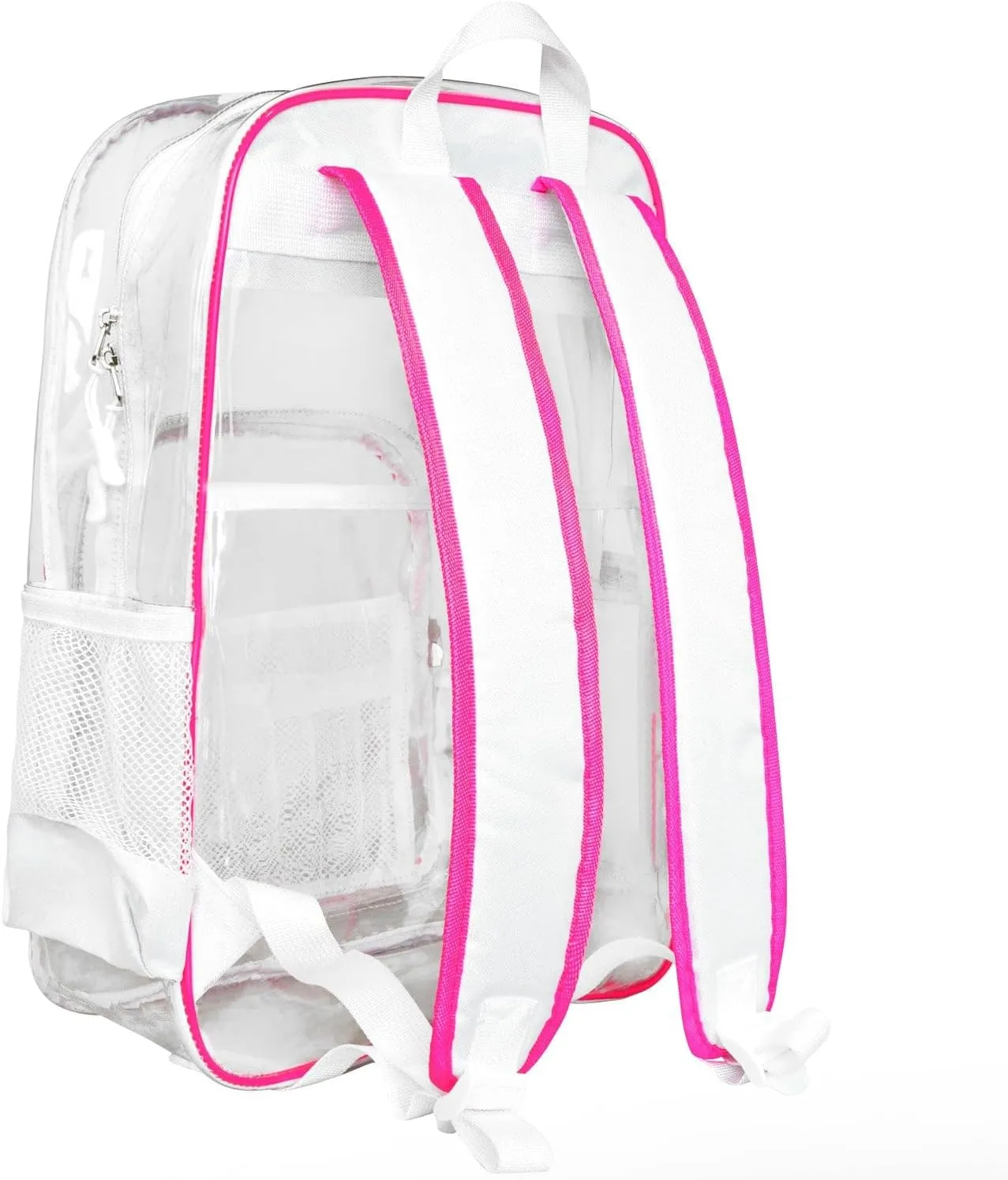 Meister All-Access Clear Backpack - Meets School & Event Security Bag Requirements - Pink/White