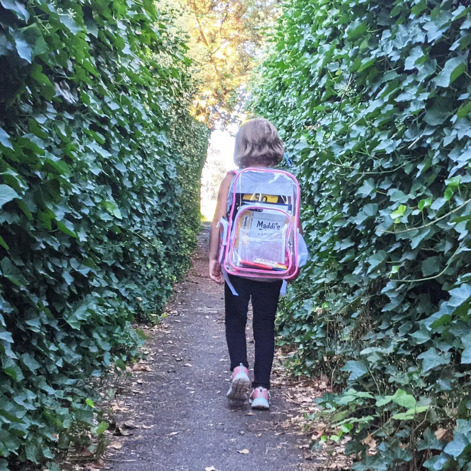 Meister All-Access Clear Backpack - Meets School & Event Security Bag Requirements - Pink/White