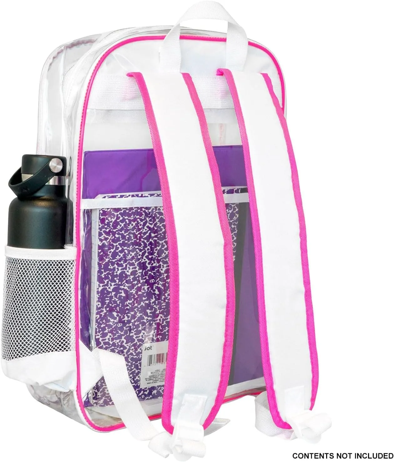 Meister All-Access Clear Backpack - Meets School & Event Security Bag Requirements - Pink/White