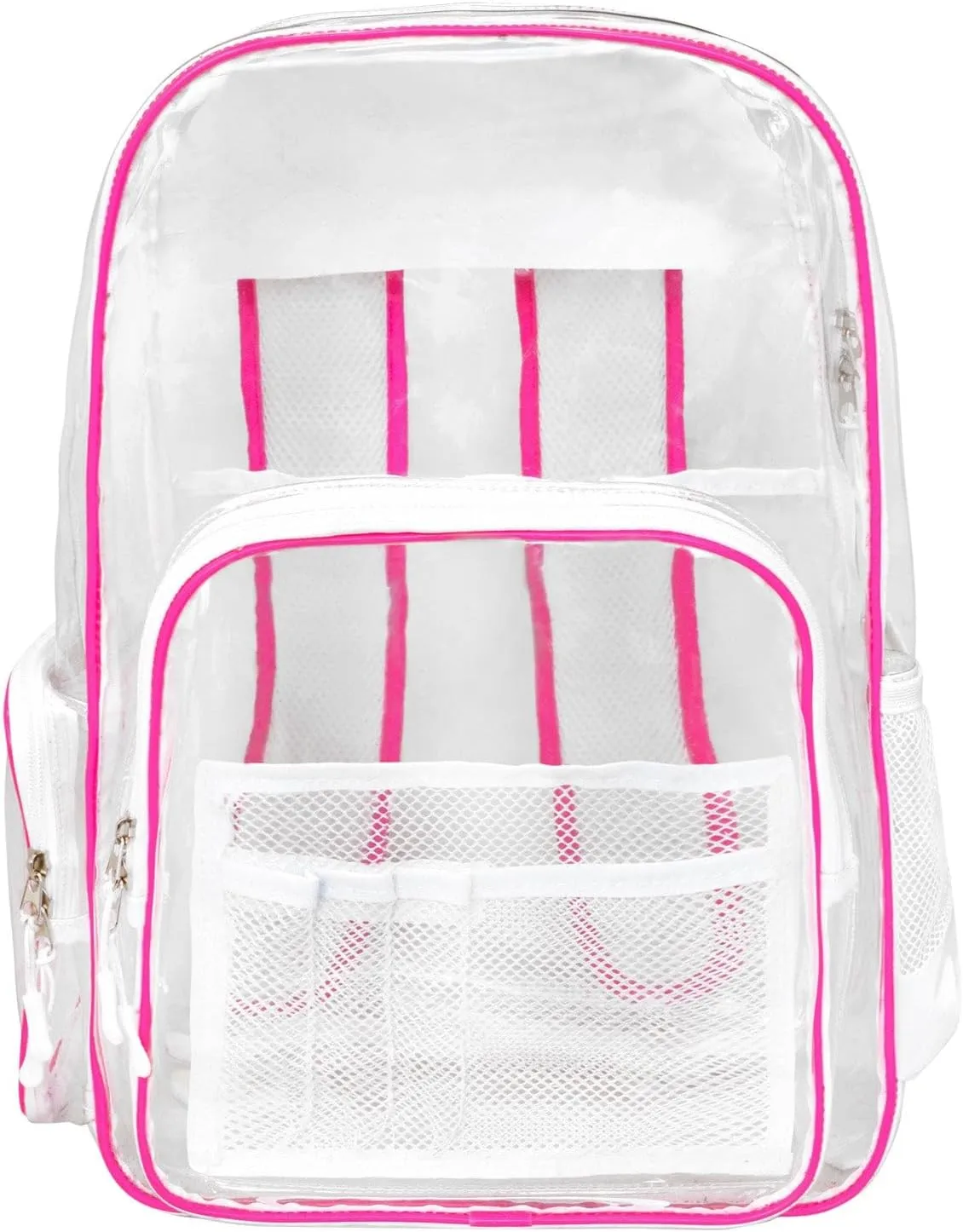 Meister All-Access Clear Backpack - Meets School & Event Security Bag Requirements - Pink/White