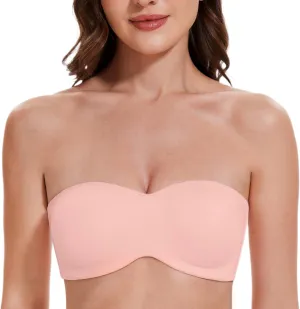 MELENECA Women's Strapless Bra for Large Bust Minimizer Unlined Bandeau with Underwire