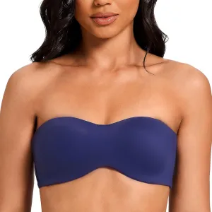 MELENECA Women's Strapless Bra for Large Bust Minimizer Unlined Bandeau with Underwire