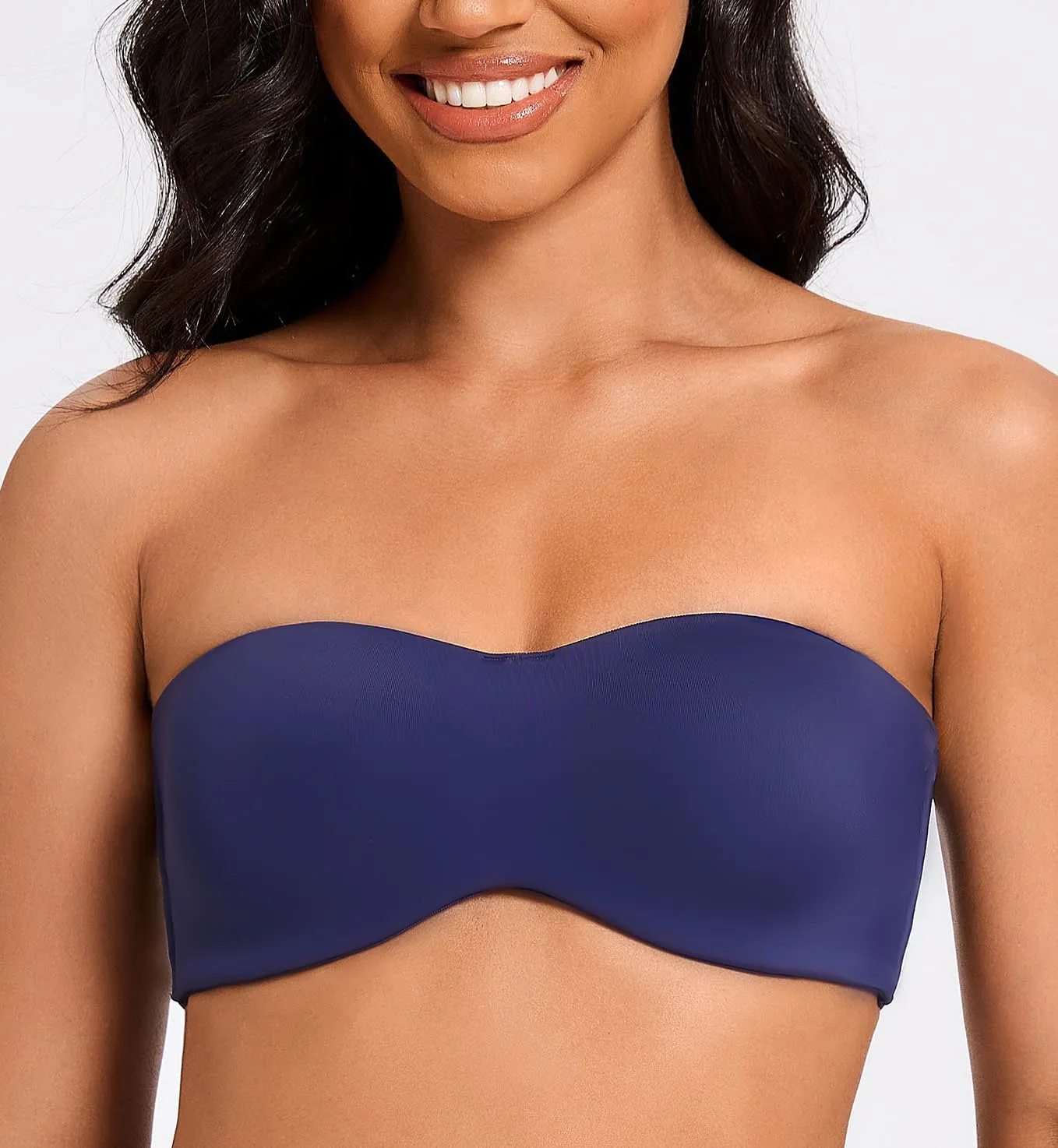 MELENECA Women's Strapless Bra for Large Bust Minimizer Unlined Bandeau with Underwire