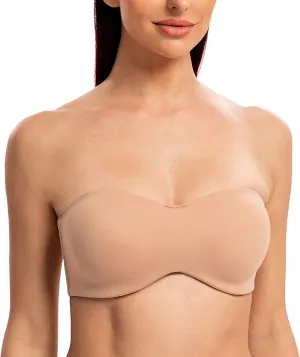 MELENECA Women's Strapless Bra for Large Bust Minimizer Unlined Bandeau with Underwire