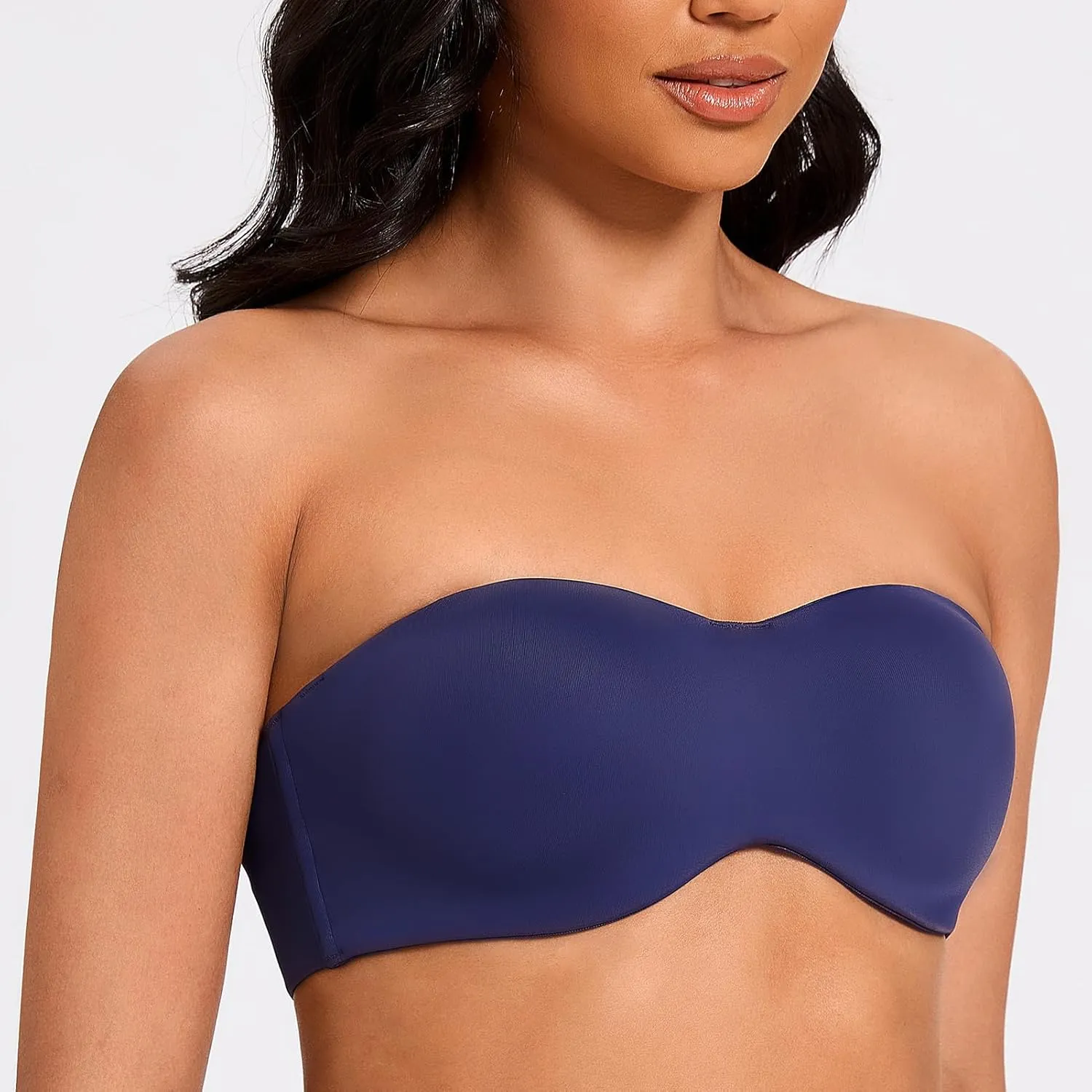 MELENECA Women's Strapless Bra for Large Bust Minimizer Unlined Bandeau with Underwire