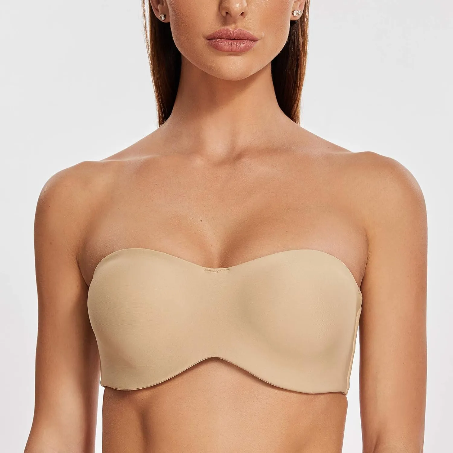 MELENECA Women's Strapless Bra for Large Bust Minimizer Unlined Bandeau with Underwire