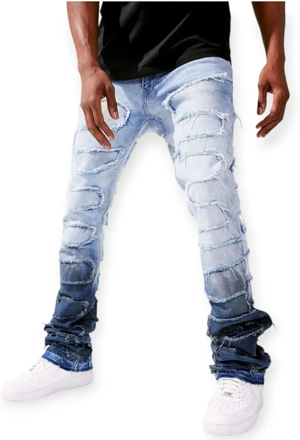 Men Martin Oasis Denim: Stacked, Ripped, Stretch, Relaxed Fit Jeans for Men – Stylish Blue Denim for Street Wear