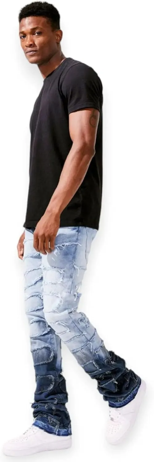 Men Martin Oasis Denim: Stacked, Ripped, Stretch, Relaxed Fit Jeans for Men – Stylish Blue Denim for Street Wear
