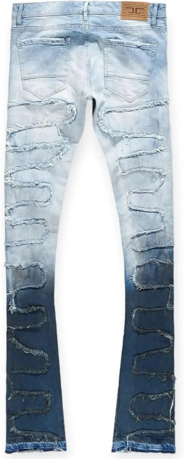 Men Martin Oasis Denim: Stacked, Ripped, Stretch, Relaxed Fit Jeans for Men – Stylish Blue Denim for Street Wear