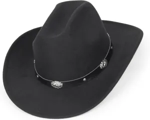 Men-Women Rodeo Felt-Cowboy-Hat with Western-Belt-Decor Vintage Outback-Cowgirl-Hat Country-Gus Fedora-Cap Size:M/L