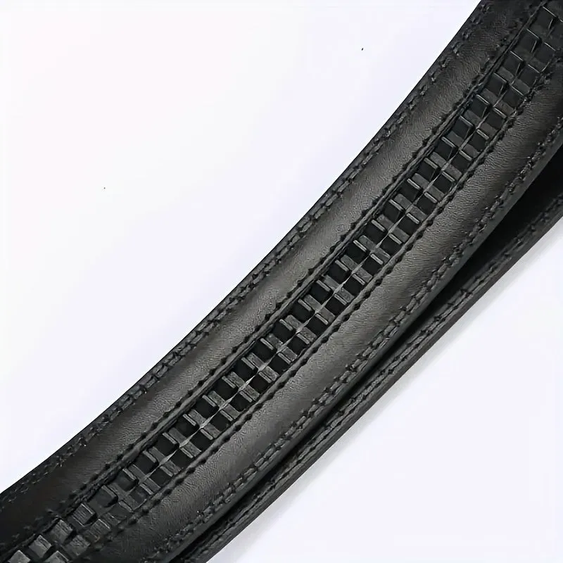 Men's Adjustable Length Leather Belt with Automatic Buckle