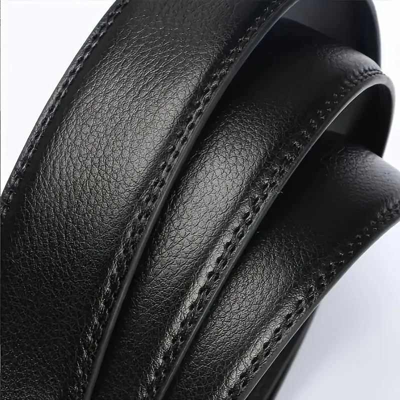 Men's Adjustable Length Leather Belt with Automatic Buckle